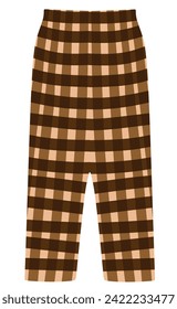 Square pattern pajama bottom. vector illustration