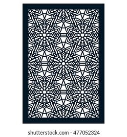 Square Pattern panel for laser cutting with mandalas. Kirigami filigree pattern frame. For wedding invitation, envelope, baby shower, postcards. Suitable for printing, engraving, metal, wood.