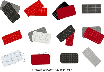 Square pattern sale stickers, empty tags  labels design elements vector set. Creative red and grey dotted line cage texture grid collection. Badge, frame, sign board templates for business.