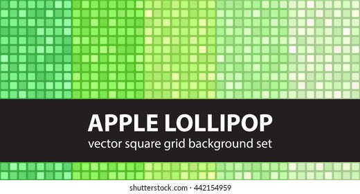 Square pattern set "Apple Lollipop". Vector seamless tile backgrounds