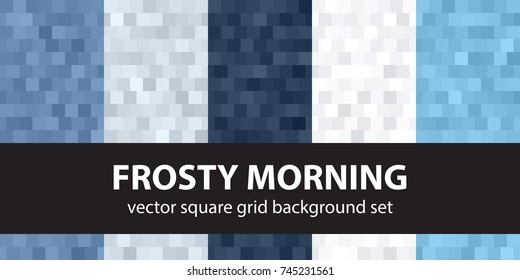 Square pattern set Frosty Morning. Vector seamless geometric backgrounds