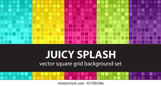 Square pattern set "Juicy Splash". Vector seamless tile backgrounds