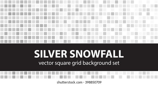 Square pattern set Silver Snowfall. Vector seamless tile backgrounds