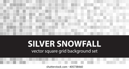 Square pattern set Silver Snowfall. Vector seamless geometric backgrounds