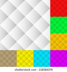 Square pattern set. Squarish seamless repeatable pattern, background set in different colors.