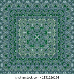 Square pattern for the silk scarf, scarf, printing factory, carpet. Arabic classic style. Vector illustration.