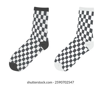 Square pattern sock. vector illustration