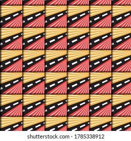 square pattern of street object as seamless pattern. yellow, red, and black colors. 