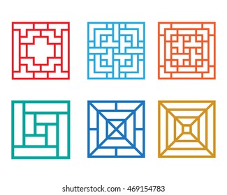 Square pattern window in Chinese style, vector