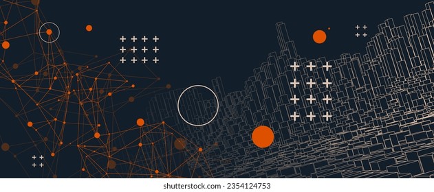 Square pattern. Wireframe background. Futuristic vector illustration.