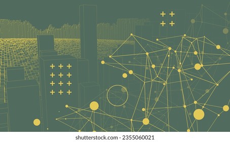 Square pattern. Wireframe background. Futuristic vector illustration.