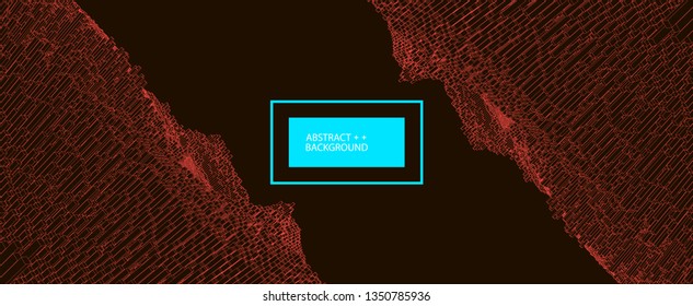 Square pattern. Wireframe landscape background. Futuristic vector illustration. 