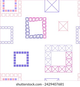 Square patterns. Geometric squares. Bright seamless pattern. Design of fabric, wallpaper, wrapping paper. Vector