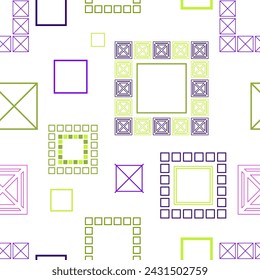 Square patterns. Geometric squares. Bright seamless pattern. Design of fabric, wallpaper, wrapping paper. Vector