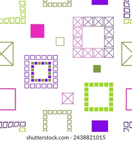 Square patterns. Geometric squares. Bright seamless pattern. Design of fabric, wallpaper, wrapping paper. Vector