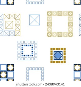 Square patterns. Geometric squares. Bright seamless pattern. Design of fabric, wallpaper, wrapping paper. Vector