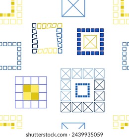 Square patterns. Geometric squares. Bright seamless pattern. Design of fabric, wallpaper, wrapping paper. Vector