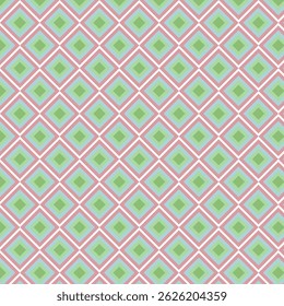 Square patterns in green tones with pink borders