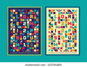 Square patterns Poster template with Colorful Geometric Elements. Vector illustration.