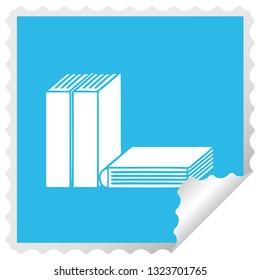 square peeling sticker cartoon of a of books