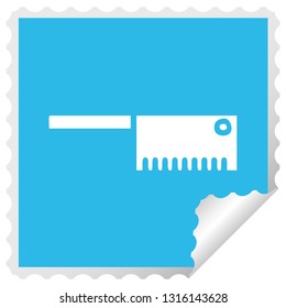 square peeling sticker cartoon of a butcher knife