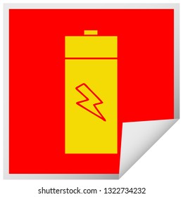 square peeling sticker cartoon of a electrical battery