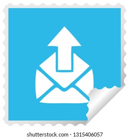 square peeling sticker cartoon of a email sign