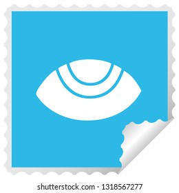 square peeling sticker cartoon of a eye looking up
