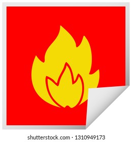 square peeling sticker cartoon of a fire