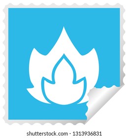 square peeling sticker cartoon of a fire