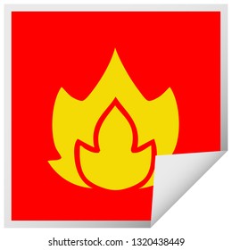 caricatura de pegatinas de pelado cuadrado de un incendio