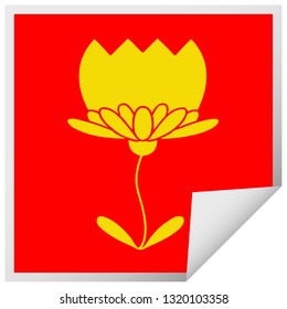 square peeling sticker cartoon of a flower