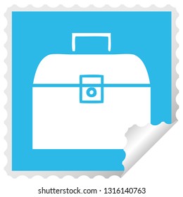 square peeling sticker cartoon of a metal case