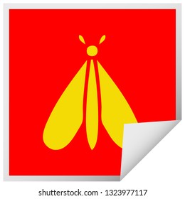 square peeling sticker cartoon of a moth bug