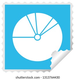 square peeling sticker cartoon of a pie chart