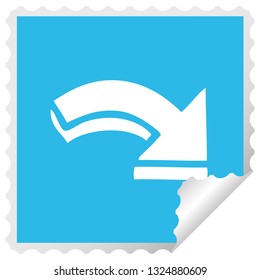square peeling sticker cartoon of a pointing arrow