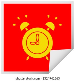 caricatura de pegatinas de descascarillado cuadrado de un reloj de alarma sonora