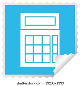 square peeling sticker cartoon of a school calculator