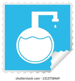 square peeling sticker cartoon of a science experiment