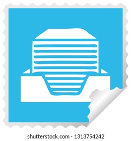 caricatura de pegatinas de descascarillado cuadrado de una pila de papeles de oficina