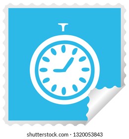 square peeling sticker cartoon of a time stopper