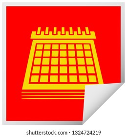square peeling sticker cartoon of a work calendar