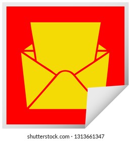 square peeling sticker quirky cartoon letter and envelope