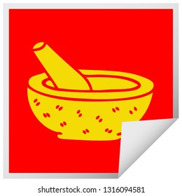 square peeling sticker quirky cartoon pestle and mortar