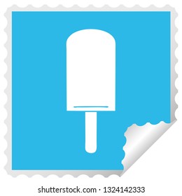 square peeling sticker quirky cartoon orange ice lolly