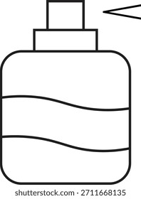 Icono cuadrado del aerosol de la botella de perfume con el diseño de la onda aislado en fondo transparente.