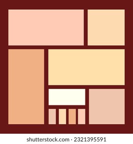 Square photo albume collage template. Vector mood board layout grid.
