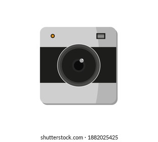 Square Photo camera with flat icon. Camera flat icon on white background
