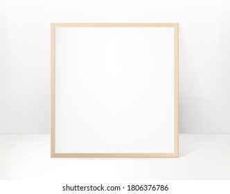 Marco fotográfico cuadrado en un interior luminoso. Plantilla para el diseño