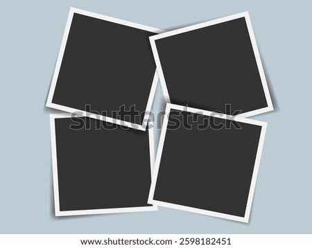 Square photo frame collage. Realistic mockup set with Layered effect. Great for branding, posters, invitations, nostalgic designs
